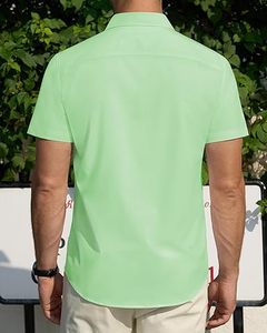 เสื้อเชิ้ตผู้ชายคุณภาพสูง แขนสั้น สำหรับงานทางการ ธุรกิจ เนื้อผ้านุ่ม สวมใส่สบาย ดีไซน์หรูหรา เหมาะสำหรับอาชีพต่างๆ - Product Image 2