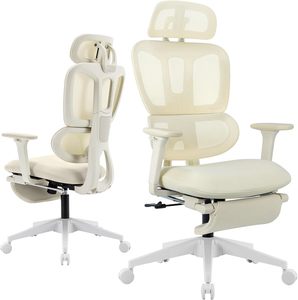 Chaise de bureau ergonomique avec repose-pieds, dossier haut, soutien lombaire dynamique, appuie-tête 2D réglable, accoudoirs 2D réglables, pivotante - Product Image 1
