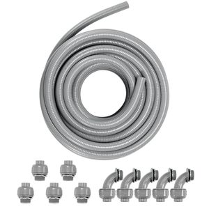 Condotto Elettrico Flessibile in PVC da 1 Pollice, 30 Metri, Rigido Non Metallico, 5 Dritti e 5 a 90 Gradi - Product Image 1