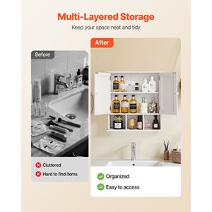 Bianco 2 porte bagno armadio a muro regolabile scaffale per toilette armadietto dei medicinali appeso ripiani Organizer per cucina - Product Image 3
