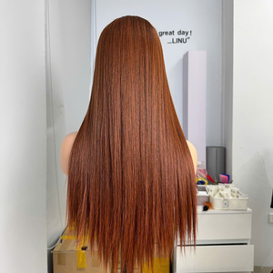 Perruque 20 pouces, cheveux vietnamiens lisses, couleur marron, base en dentelle HD transparente, avec cheveux vierges, qualité supérieure, prix de gros - Product Image 5