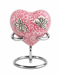 Green Silver Flower Engraved Heart Shaped <b>Keepsake</b> Cremation <b>Memorial</b> <b>Keepsakes</b> Urn for Funeral Ashes - Product Image 3