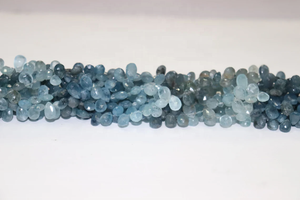 AAA Faceted <b>Aquamarine</b> Moss Beads 6*8mm 9 Inches Side Cut Pear Shape Natural Stone Strand - Product Image 5