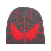 Gorro de Punto Jacquard de Spider-Man, 100% Lana, Ajustable, Rojo y Negro, Unisex, para Adultos, Gorro de Invierno de 56-58 cm, Informal, para Viajes y Playa