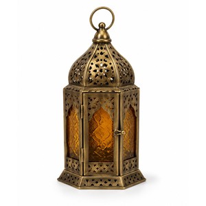 Antique Brass Moroccan Pierced <b>Lantern</b> - Handcrafted Wholesale Decorative Lighting - Product Image 1