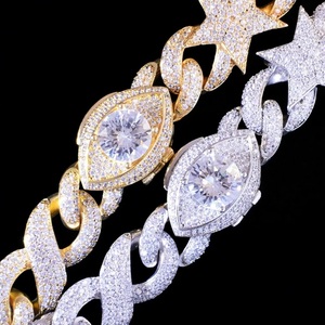 Round Brilliant Cut Moissanite Diamond Custom <b>Star</b> Cuban Link Chain <b>Necklace</b> Hip Hop Sterling <b>Silver</b> Gift Iced Bling Jewelry Men - Product Image 6