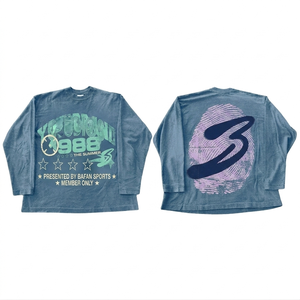 Camiseta de manga larga para mujer, 220 GSM, jersey de algodón premium, suave, lavado, verde, corte holgado, estampado personalizado con logo, cuello cómodo - Product Image 2