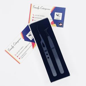 Pinzas de pestañas negras profesionales más vendidas, punta de fibra de acero sostenible, herramienta de extensión de pestañas recubierta de Color mate para belleza - Product Image 1