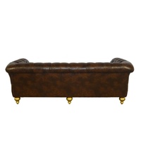 Chesterfield-Sofa Antikes Wohnzimmer-Sofa Klassisches Ledersofa aus Mahagoni bis zum Komplett-Einrichteten Amerikanischer Stil Wohnzimmermöbel
