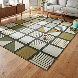 Geometría Verde Moderna | Alfombra de Lana Hecha a Mano |   Alfombra de primera calidad para el suelo, decoración escandinava para sala de estar, dormitorio y hogar - Product Image 5