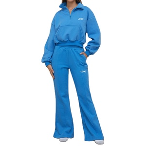 ชุดออกกำลังกายผ้าเกล็ดปลาแบบปักลายสำหรับผู้หญิงเซต2ชิ้นพร้อมซิปครึ่งตัวสำหรับฤดูใบไม้ร่วงฤดูหนาว2025 - Product Image 1