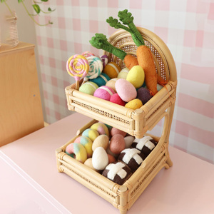 Market <b>cake</b> <b>stand</b> table top <b>cakes</b> display <b>stands</b> kids kitchen accessories natural rattan toy - Product Image 4