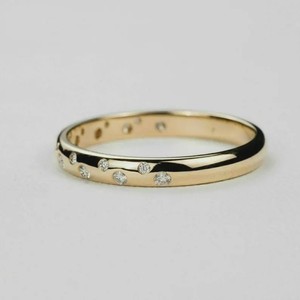 Delicate Gold Lab Grown Diamond <b>Ring</b> For Women Slim Stackable Wedding Band Elegant Daily Wear Jewelry - Product Image 1