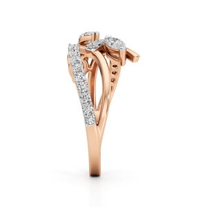 Bague de fiançailles en or rose avec diamant marquise, bijoux fins géométriques de luxe pour femmes - Product Image 2
