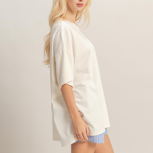 Camisetas de Alta Calidad con Lavado Ácido para Mujer, Camiseta Lisa Desgastada Retro Oversize, Camisetas Unisex Vintage Color Crema Personalizadas - Product Image 3