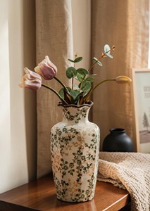 Hot <b>Ceramic</b> Flower <b>Vase</b> Shabby Chic Style Painted Floral Design Tabletop Decor 8-16 Inches Exquisite Durable - Product Image 3