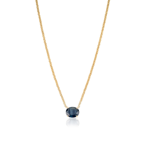 Collar con Colgante de Zafiro Azul Genuino de Alta Calidad Personalizado, Cadena Cubana Estilo Miami, Joyería de Oro de 14K para Mujer - Product Image 1