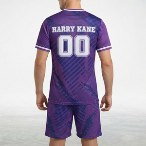 ชุดเสื้อฟุตบอลชายพร้อมกางเกงขาสั้น พิมพ์ลายแบบ Sublimation ชุดฟุตบอลสั่งทำได้ พร้อมชื่อทีมและหมายเลข แห้งเร็ว รับผลิตตามสั่ง ขายส่ง - Product Image 2