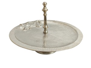 Support à gâteau rond moderne en aluminium à 1 niveau, présentoir à desserts pour décoration de table intérieure/extérieure, Noël, mariage, fête - Product Image 1
