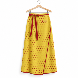 Maßgefertigter Großhandel Griechischer Jack and Jill of America Inc. JJOA Sorority Gelber Gepunkteter Maxirock mit Hoher Taille A-Linie Bodenlang - Product Image 3
