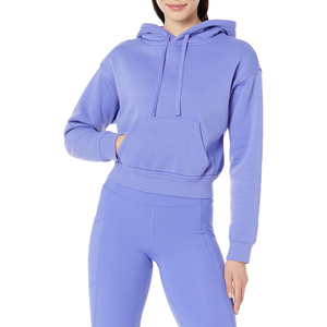 <b>Women's</b> Oversized Hoodie Solid Color Cotton Blend Canvas Pullover Pockets Short Length Winter Wear Lined <b>V</b>-<b>neck</b> Quick Dry - Product Image 1