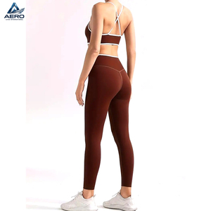 Conjunto Deportivo para Mujer, Top Deportivo Marrón y Leggings de Cintura Alta, Ropa Deportiva sin Costuras para Gimnasio y Entrenamiento, Venta al Por Mayor - Product Image 3
