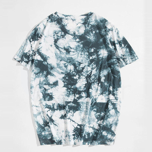 Camiseta de Manga Corta con Cuello Redondo y Estampado Tie-Dye para Hombre, Corte Holgado, Tejido de Punto Informal, Diseño con Patrón Verde y Negro - Product Image 2