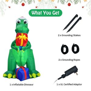 Decorazione natalizia gonfiabile a forma di dinosauro di 1,8 metri per esterni, decorazioni per il giardino per le festività - Product Image 3