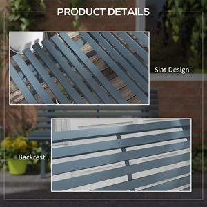 Banc en aluminium bleu vibrant, léger et à lattes, idéal pour les espaces extérieurs, centres commerciaux, fermes, cours et jardins - Product Image 6
