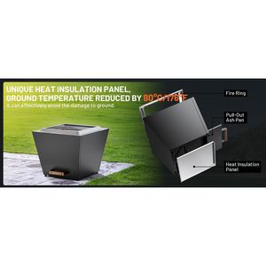 Cyberpit One Pro, Chimenea Portátil para Exteriores de 25 Pulgadas, Chimenea de Leña sin Humo con Bandeja Recolectora de Cenizas y Asa de Transporte - Product Image 2