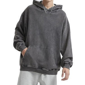 Sweat-shirt à capuche oversize délavé à l'acide 100% coton épais 500GSM style vintage streetwear personnalisable avec logo OEM automne unisexe - Product Image 5