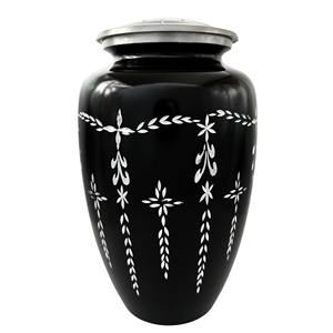 Urna Estilo Americano de Alta Calidad, Grabada a Mano, para Cenizas de Adultos, Esmalte Blanco, Capacidad de 200 Pulgadas Cúbicas, Marca LU - Product Image 1