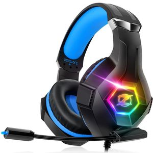 NEWLY STOCKED Ozeino ZW1 black and blue <b>gaming</b> headset featuring RGB <b>lighting</b> - Product Image 1