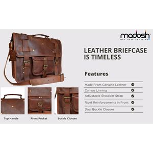 Sac à main pour ordinateur portable en cuir véritable pour homme, pour le bureau et les affaires - Product Image 3