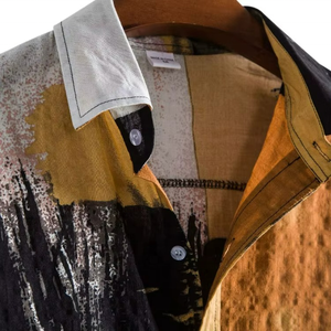 Nouveautés Mode : Chemises Hawaïennes Personnalisées pour Hommes à Manches Courtes, Col Revers, Motif Floral et Blocs de Couleurs, Style Décontracté de Plage - Product Image 3