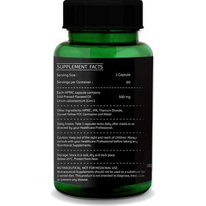 น้ำมันเมล็ดแฟลกซ์ สารสกัดสมุนไพร 1000 มก. 60 แคปซูลน้ำมันสำหรับผู้ทานมังสวิรัติในขวด |   อาหารเสริมโอเมก้า 3 จากพืชธรรมชาติ - Product Image 5