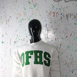 OFHS ASH GREY <b>Mock</b> <b>Neck</b> Sweatshirt 100% GREEN Applique Embroidery wide <b>neck</b> Sweatshirt Finer Threads - Product Image 5