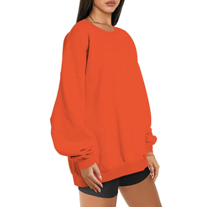 Low MOQ Wholesale Unisex Orange Crewneck Sweatshirts Custom Blank Apparel OEM Private Label Fashion Cotton Pullover Hoodies - Product Image 3