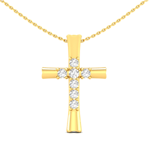 Colgante de Diamante Natural en Forma de Cruz, Corte Brillante Redondo, Oro Amarillo, con Diamantes, Joyería Religiosa, Amuleto Unisex - Product Image 3