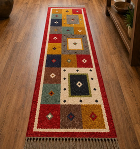 Colorful Southwestern Kilim Handwoven Wool Jute <b>Runner</b> <b>Rug</b> Geometric Patchwork Boho Tribal Hallway Entryway Custom Size Carpet - Product Image 1