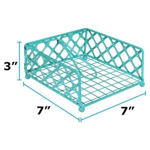 Porte-serviettes carré en métal turquoise avec distributeur d'anneaux pour la décoration de table - Product Image 1