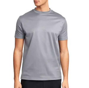 T-shirt à manches courtes gris pour homme, col rond, coupe classique, tricoté, uni, style décontracté - Product Image 1