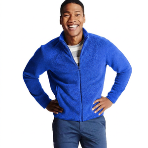 Men's Gray Canvas <b>Fleece</b> <b>Zipper</b> Jacket Stand Collar Front Casual Autumn Wear Breathable Knitted Polyester Softshell Regular Fit - Product Image 3