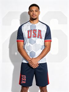 Maillot de football à manches courtes pour homme USA, col rond, impression sublimée, polyester respirant, coupe athlétique, vêtements pour adultes - Product Image 4