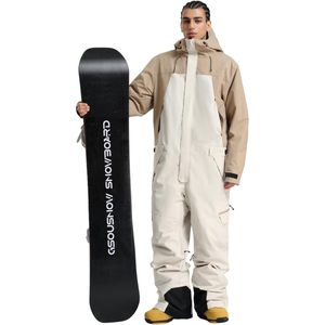 <b>Men</b> Waterproof Color Blocked Ski <b>Jumpsuit</b> Hooded Zipper Closure Synthetic Insulated Adult Snow Wear - Product Image 3