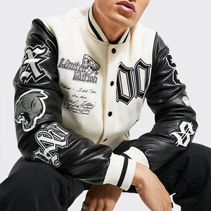 เสื้อแจ็คเก็ตวาร์ซิตี้คุณภาพสูงแบบยูนิเซ็กซ์  แบบกลับด้านได้ กันน้ำ สไตล์สตรีทแวร์  แบบเบสบอล  ปักอักษรแบบ Letterman  ติดกระดุมแบบ Snap  ปักลายเชนิลล์ - Product Image 6