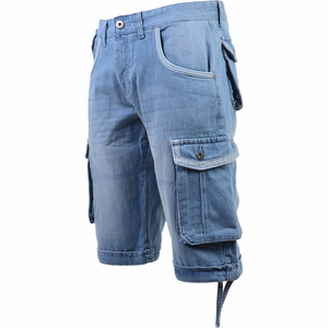 Men's Vintage-Style Black Loose Light Washed Denim Shorts High Waisted Wide Leg with Woven Craft Pocket Windproof 100% Cotton - Product Image 5