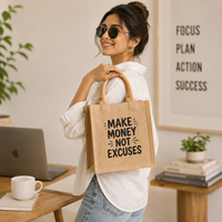 Sac fourre-tout mini en jute naturel personnalisé AMANI, imprimé, écologique, léger, réutilisable, pour le shopping et l'emballage cadeau, vente en gros