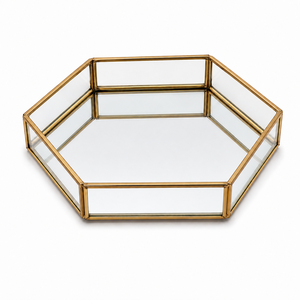 Modern Geometric Stainless Steel Self-adhesive Waterproof Storage Tray with Gold Frame for Living Room Decor - Product Image 3