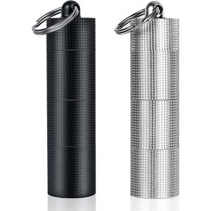 2 Pezzi Portapillole Portatile in Lega di Alluminio con 3 Scomparti, Impermeabile, Dispenser per Pillole, Piccolo Contenitore Tascabile con Portachiavi - Product Image 1